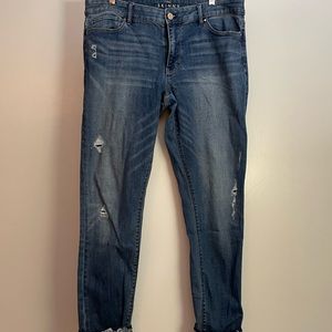 White House Black Market distressed ankle jeans size 12